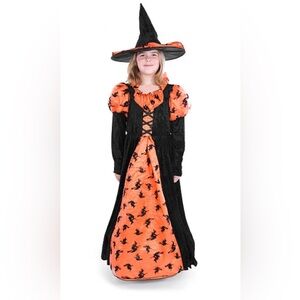 Halloween Princess Paradise Orange Black Witch Costume Size M (8) Vintage